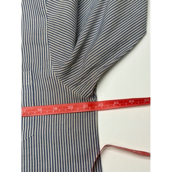 Foxcroft Women's Size 12 Blue & White Striped Wrinkle Free Long Sleeve Shirt - Picture 5 of 10